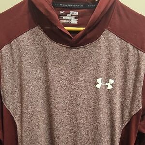 Under Armour Burgundy and Heather Gray Hooded Pullover